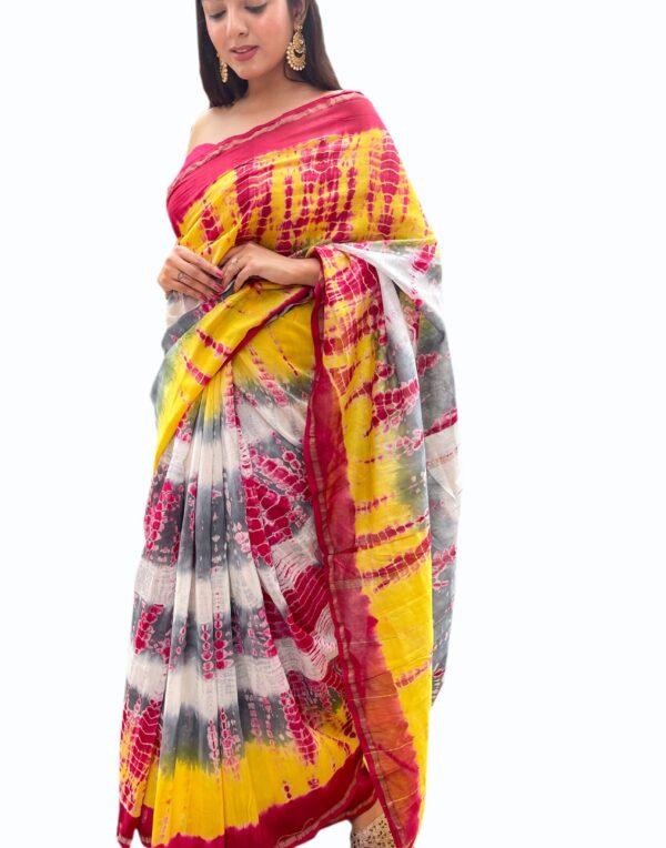 Chanderi Saree with Blouse Piece (Multicolor)
