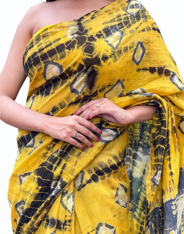 Chanderi Saree with Blouse Piece (Yellow)