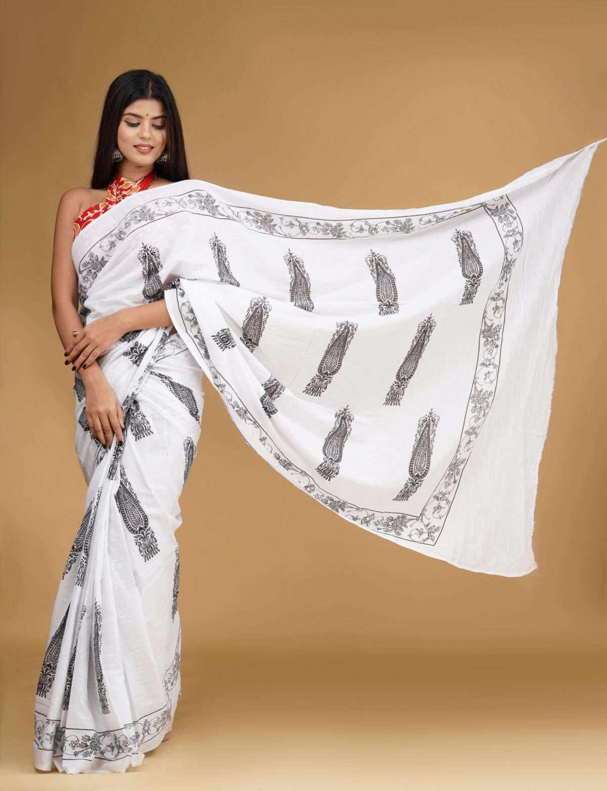 Mul-Cotton Printed Saree with Blouse Piece