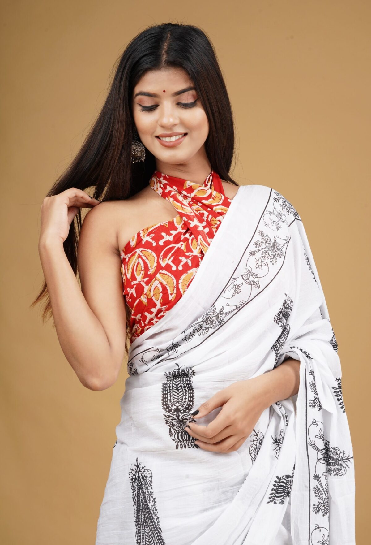 Mul-Cotton Printed Saree with Blouse Piece